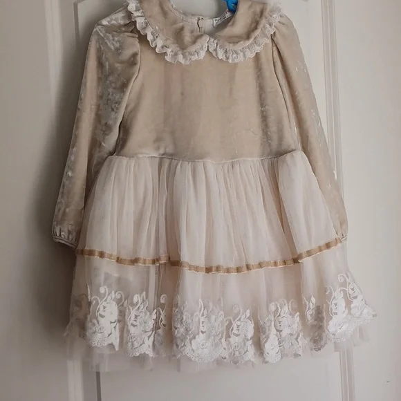 Dresses | Mae Li Rose Velvet Lace Girls Dress Fairycore Angelcore Neutral  Boho Western | Poshmark